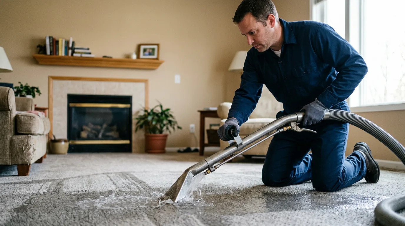 Water damage restoration technician working near Big Bear City, CA